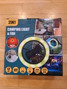 Lampa z wentylatorem 2w1 kamping namiot biwak LED ciepły wiatrak