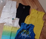 KOSZULKI NA RAMIĄCZKACH 134/140 dla chłopca 5 szt LATO