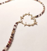 Naszyjnik, choker z kamieni naturalnych: kwarc, granat, rodonit, jaspis 