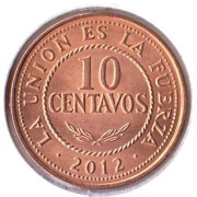 BOLIWIA 10 centavos 2012, KM#214, UNC