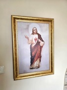 Obraz Serce Jezusa dla Nieprawości Naszych Starte z ozdobną ramą 60 x 40 cm