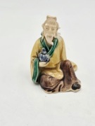 zabytkowa figurka chińska szkliwiona kolekcjonerska shiwan