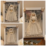 Pamiątka Chrztu Świętego Anioł Stróż Makrama HandMade Rękodzieło