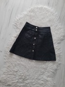 Piękna czarna spódnica skóra naturalna vintage XS 34
