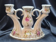 Świecznik porcelanowy Chodzież  róże róża prl vintage retro