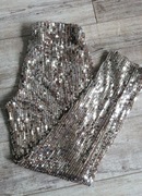 ZARA cekinowe spodnie XS złote imprezowe błyszczące