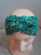 Opaska na uszy handmade ciepła turban zielona