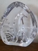 Szklana figurka, pingwiny, Paul Isling, Szwecja, vintage