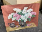 Stary obraz malowany na płycie 63x47cm