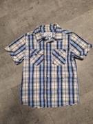 Koszula chłopięca w kratkę na krótki rękaw. 116 cm.