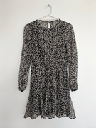 biało-czarna sukienka z długim rękawem podszewka * 36 S