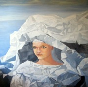 150x150cm. "Portret kobiety w szarościach". Pastisz.