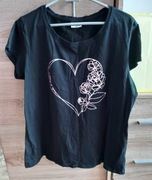 T-shirt z nadrukiem czarna xl NOWA wymiary opis