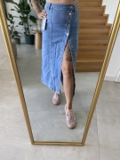 Jeansowa długa spódnica ołówkowa rozpinana z guzikami M.Sara