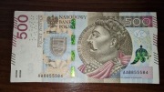 Banknot 500zl seria AA8855584