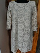 Koronkowa ecru kremowa tunika bluzka rozmiar 10