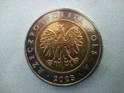 Destrukt 5 zł, wada stempla, brak litery K w POLSKA, stan bdb. 