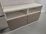 Nowoczesna szafka RTV IKEA BESTA | Biała / Beżowa | 120 cm szer | 64 cm wys