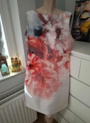 XXL 44 Wallis wieczorowa koralowa różowa sukienka w kwiaty koktajlowa