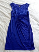 Elegancka niebieska chabrowa koronkowa sukienka wieczorowa 42 jak nowa