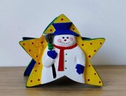 Zimowy świecznik z bałwankiem