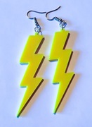 Kolczyki błyskawica, retro DISCO lata 80' - 90', POP party, neonowy żółty
