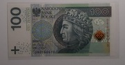 100 zł 1994 r Rzadka seria DR 0166610  RADAR STAN UNC !!!
