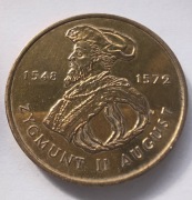 2 zł., złote 1996 Zygmunt II August. Piękne i rzadkie. 