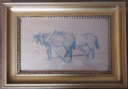 Tadeusz Waśkowski 1939 rok rysunek "Konie"