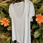 Bawełniany T-shirt koszulka top Monsoon rozmiar S - M biały 100% bawełna