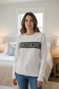 CHRISTIAN DIOR SWETEREK NOWY METKI BAWEŁNA DAMSKI BIAŁY LOGO LOGOWANY