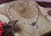 Naszyjnik * kwarc różowy, rubin i perła * serce * Dzień Kobiet * rękodzieło