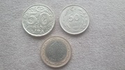 Zestaw lirów tureckich ( liry tureckie) monety i banknoty