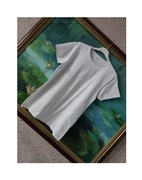 biała klasyczna koszulka letnia t-shirt bluzka bawełniana krótki rękaw