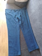 Eleganckie spodnie wizytowe / chinosy – błękitny mikrowzór