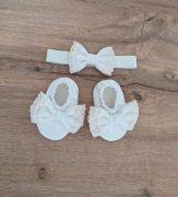Zestaw buciki i opaska do chrztu w stylu boho