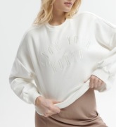 Nowa ocieplana biała bluza damska oversize S (36)