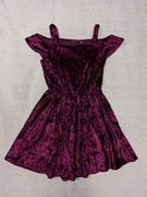 Wiśniowa elegancka welurowa sukienka hiszpanka Miss Evie 134 jak nowa