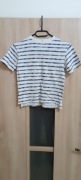 Biały t-shirt w granatowe, poziome paski 128 cm