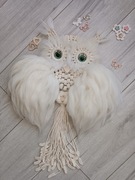 Sowa makrama z wełną czesankową