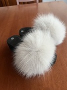 Klapki na koturnie z futerkiem