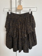 Laurella Spódnica mini falbany khaki oliwkowa wiskoza boho S 36