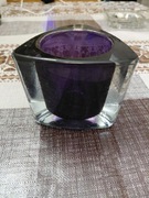 Mały wazon dekoracyjny/świecznik ze szkła artystycznego PRL