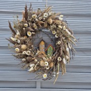 Wianek na drzwi dekoracja ozdoba prezent wielkanoc suche trawy natura