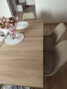 Stół rozkładany 70x70-190 Sonoma Kaszmir krzesła boucle 