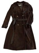 Max Mara zamszowy brązowy płaszcz skóra naturalna it 42