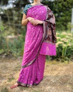 Piękne sari banarasi saree saari Indie Bollywood Orient różowe suknia