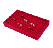 Ekspozytor taca na biżuterię na pierścionki i kolczyki czerwony 8 sztuk