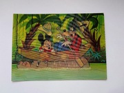 Pocztówka 3D stara - Myszka Miki, Mickey i pies Pluto - Disney