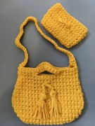 Torba Torebka z portfelikiem Żółta Handmade